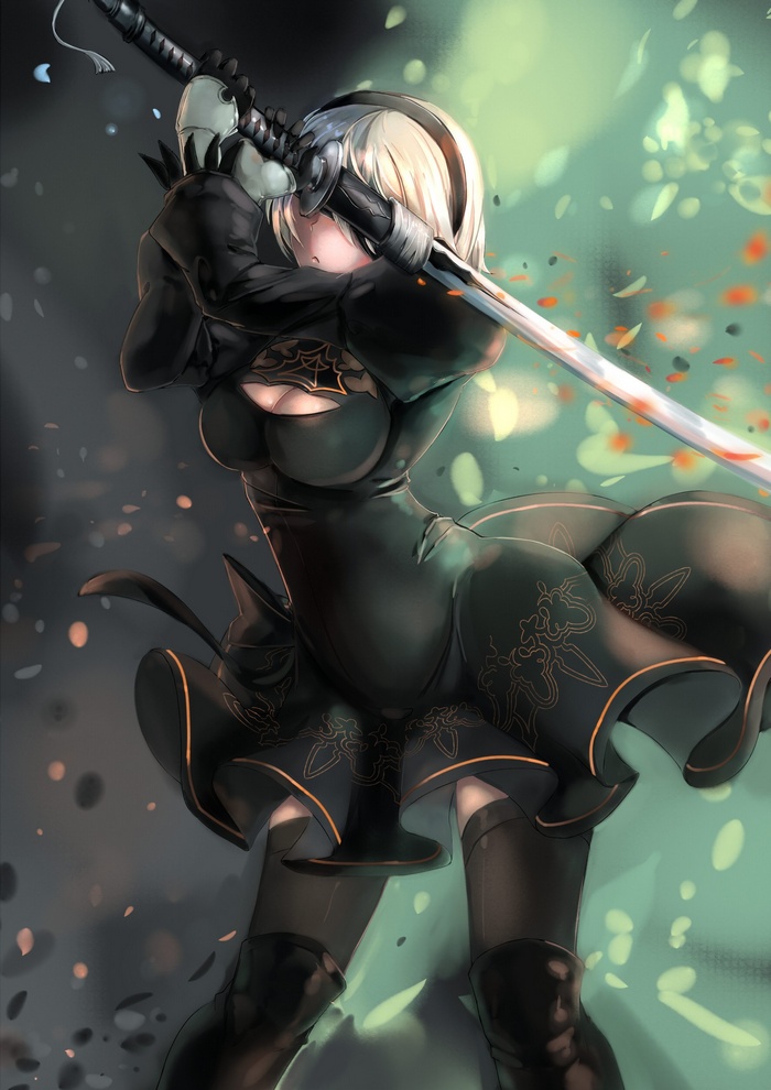 2B from NieR: Automata with a katana
