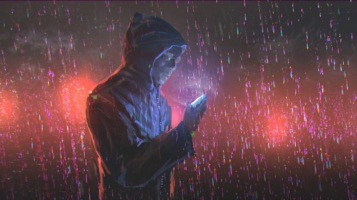 Adrian Retana in the rain with a phone