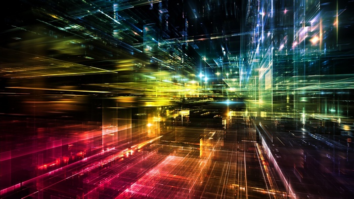 Abstract colorful digital city lights