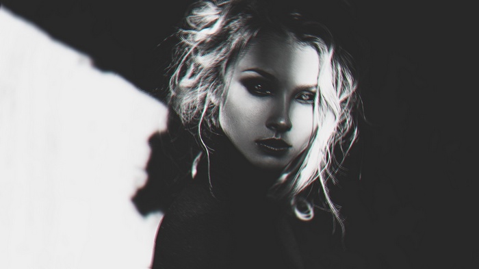Monochrome photo manipulation of a woman