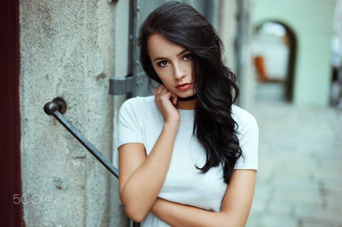 Portrait of a woman with black hair