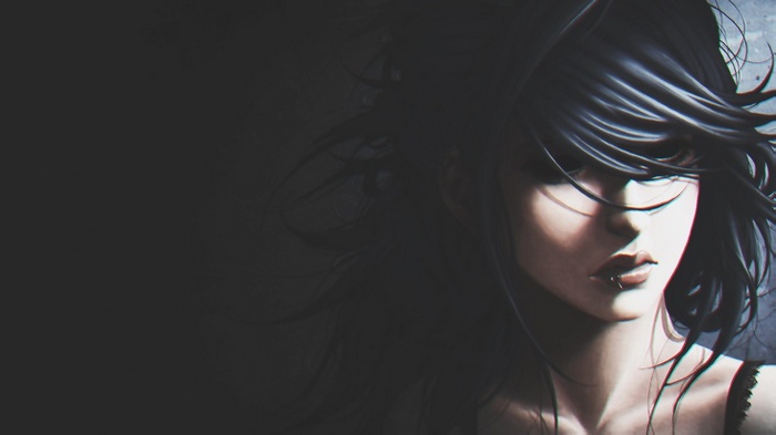 Gothic anime girl with dark hair