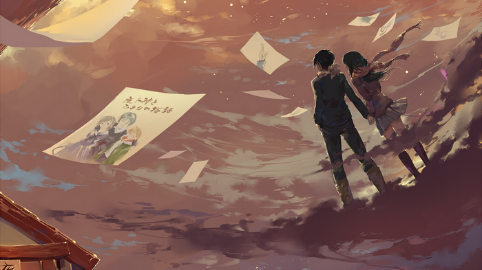 Noragami: Yato and Iki Hiyori in the Sky