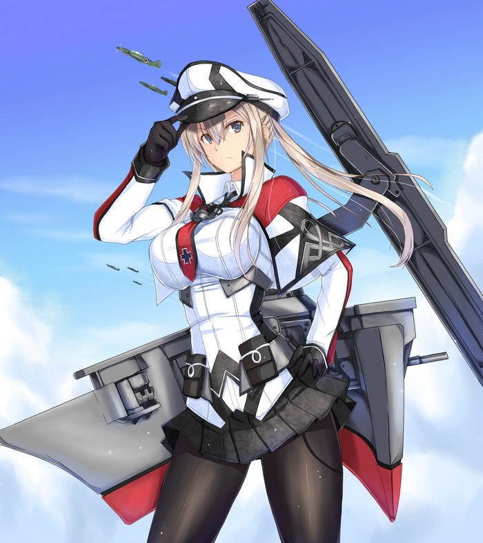 Graf Zeppelin in uniform with planes in the sky