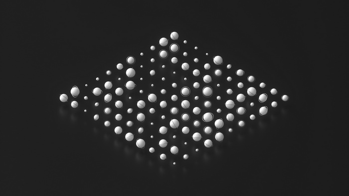 Minimalist arrangement of planets on a dark background