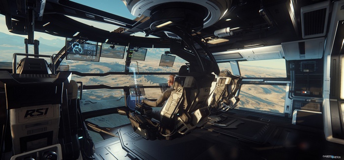 Star Citizen Constellation Aquila cockpit with pilot