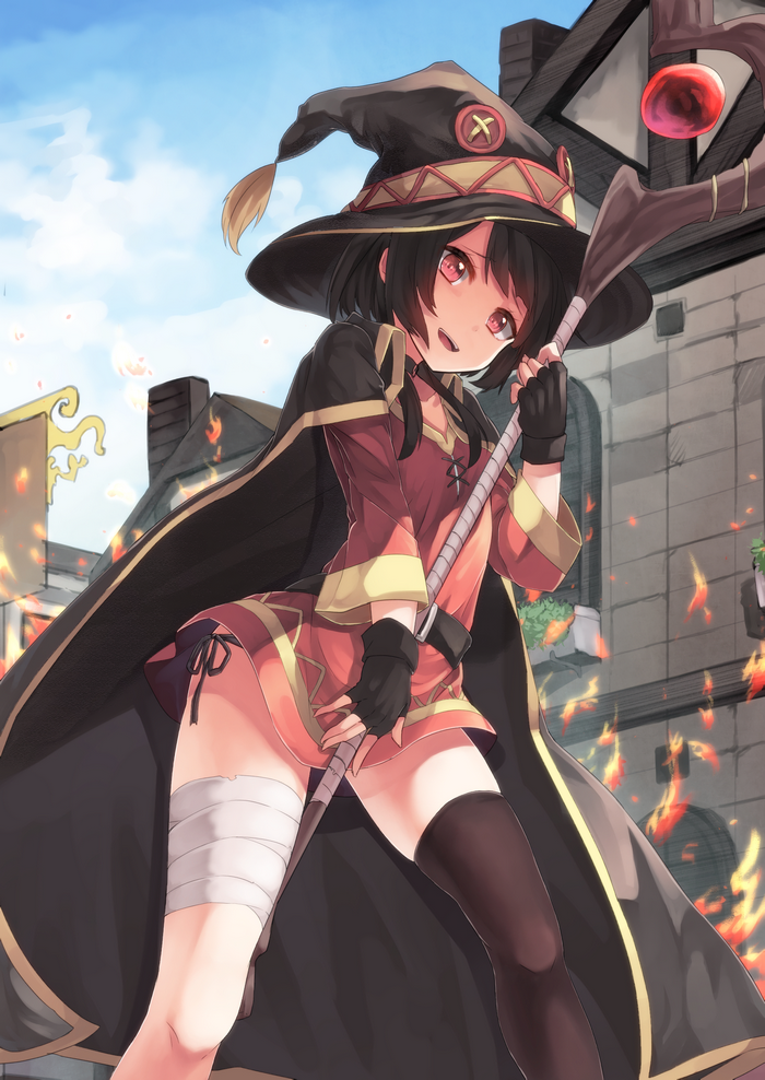 Megumin from Kono Subarashii Sekai ni Shukufuku wo! with a staff
