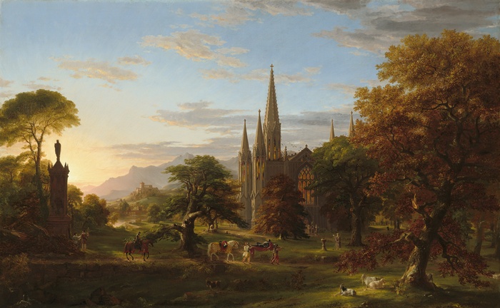 Landscape with Cathedral and Monument by Thomas Cole