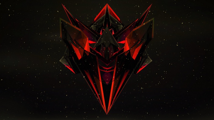 3D, black, Justin Maller, orange, dark, abstract, red