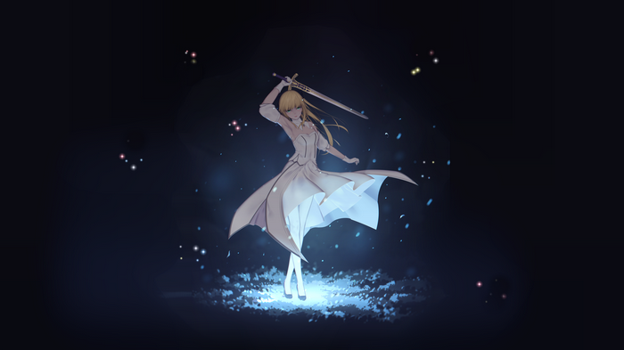 Saber from Fate Series with a sword