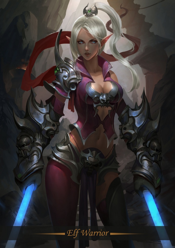 Elf Warrior with glowing swords