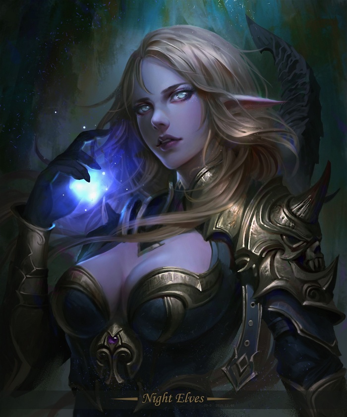 Night Elf Sorceress Casting a Blue Spell