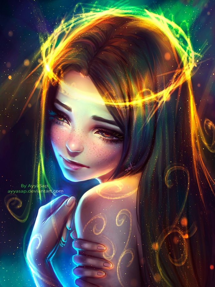 Ayya Saparniyazova with a glowing halo