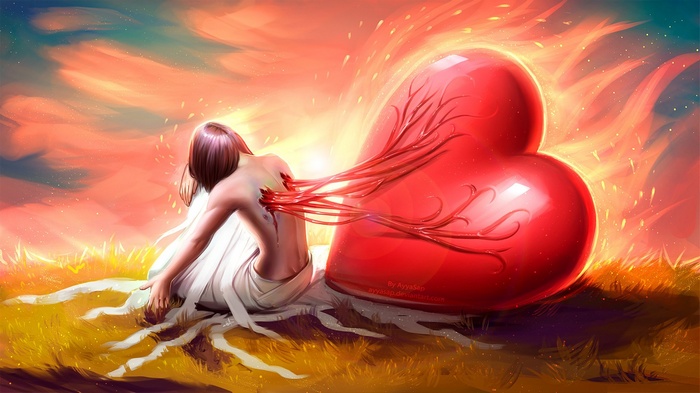 Ayya Saparniyazova's artwork of a broken heart