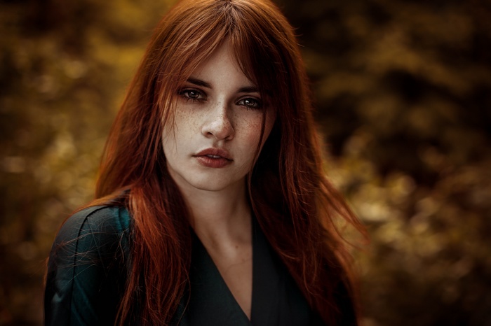 Redhead model with freckles