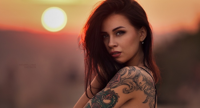 Robert Chrenka portrait of a tattooed woman at sunset
