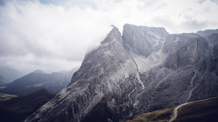 Misty mountains and a winding road