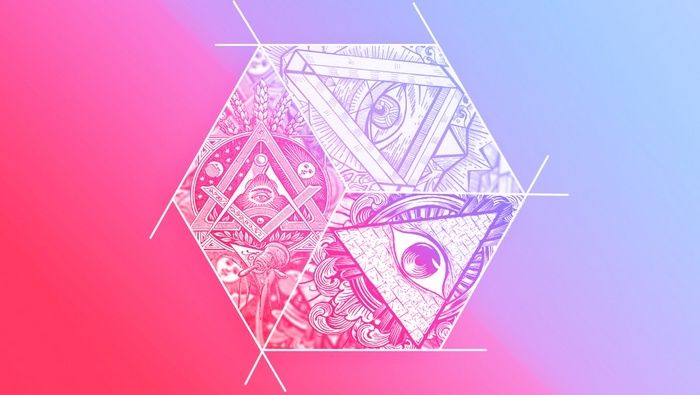 Geometric illustration with Illuminati symbols