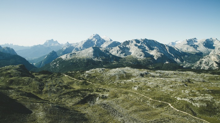 Mountain range with a winding path