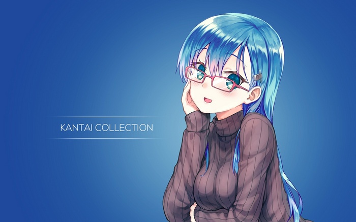 Suzuya from Kantai Collection wearing glasses and sweater