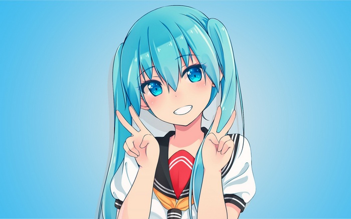 Hatsune Miku anime girl with blue hair and eyes
