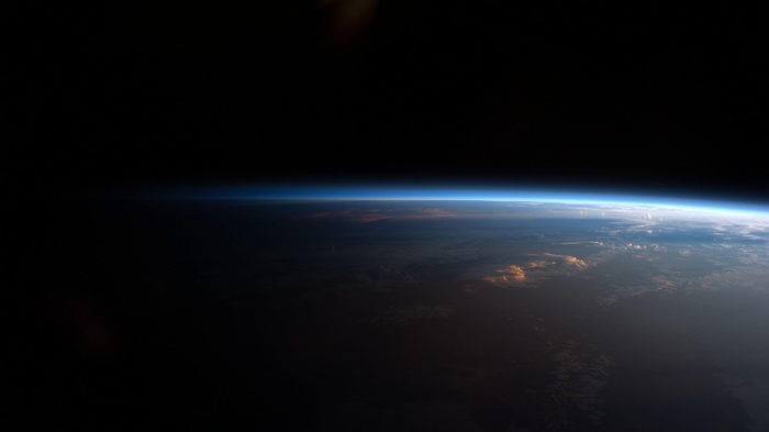 Earth's atmosphere seen from space at sunrise