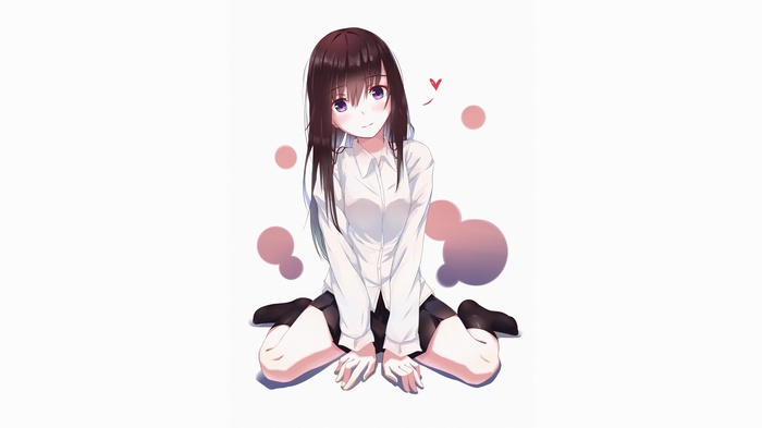 Anime girl with purple eyes and brunette hair