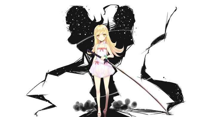 Oshino Shinobu with a Katana
