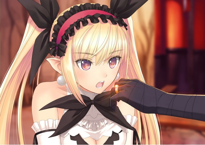 Mistral with blonde twintails and violet eyes