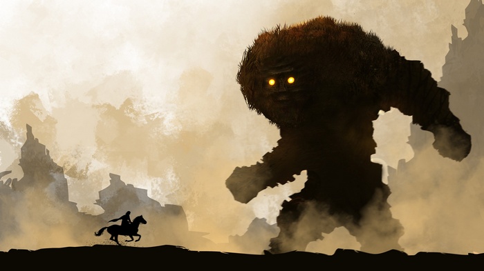 Shadow of the Colossus: Hero on Horse vs Giant Creature