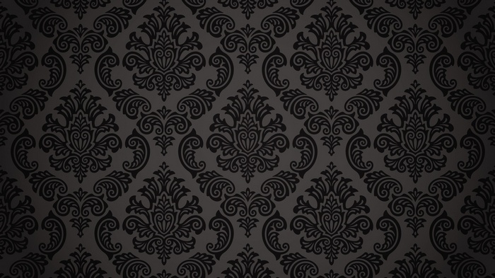 Dark floral damask pattern on a gray background