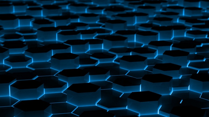 Blue glowing hexagons pattern
