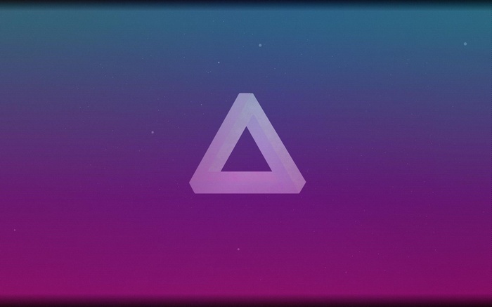 Abstract Penrose triangle with scanlines and shapes