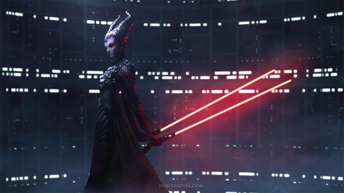 Dark Sorceress with Dual Lightsabers