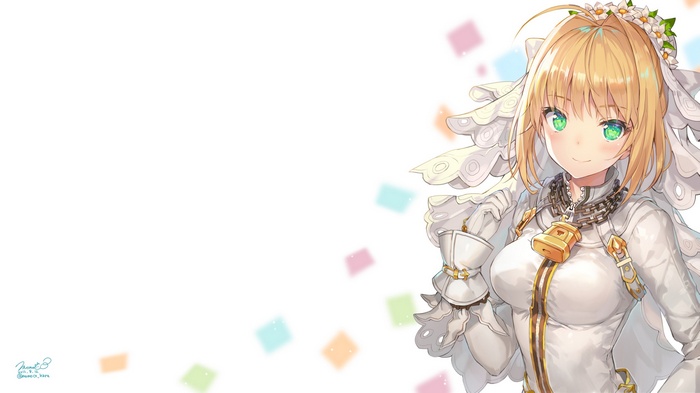 Saber Bride from Fate Series in a white wedding dress