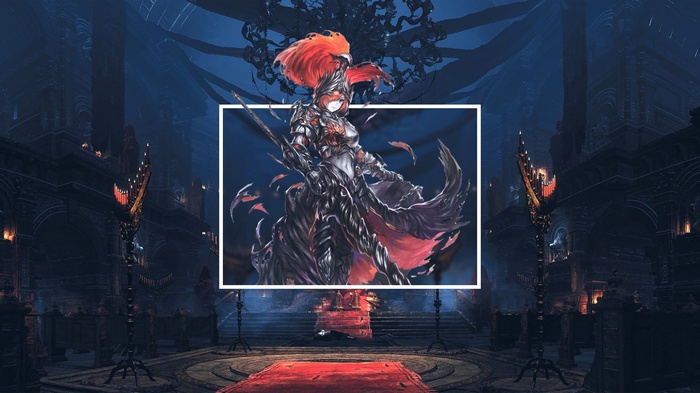 Knight in ornate armor with red hair