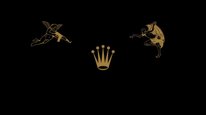 Cherub with AK-47, Devil, and Rolex Logo