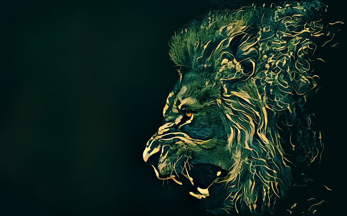 Artwork of a lion in profile
