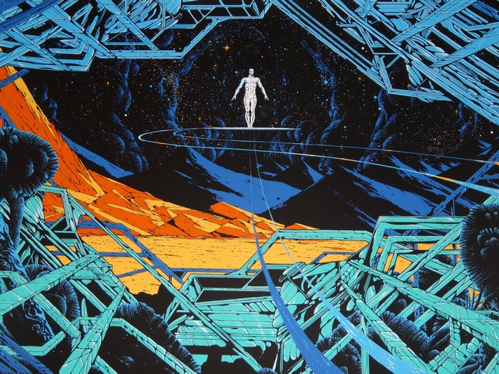 Silver Surfer in a Sci-Fi Landscape by Kilian Eng
