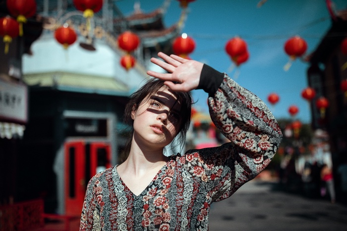 Raluca Vlad in Chinatown with Red Lanterns