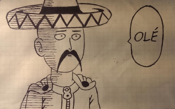 Saitama in a sombrero saying Olé