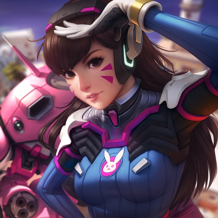 D.Va from Overwatch with pink mech