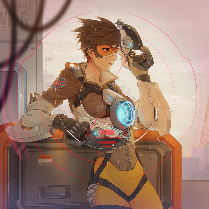 Tracer from Overwatch holding her pulse pistols