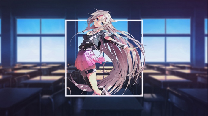 Anime girl in school classroom