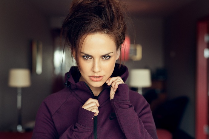 Sarah Salmonsen wearing a purple Nike hoodie