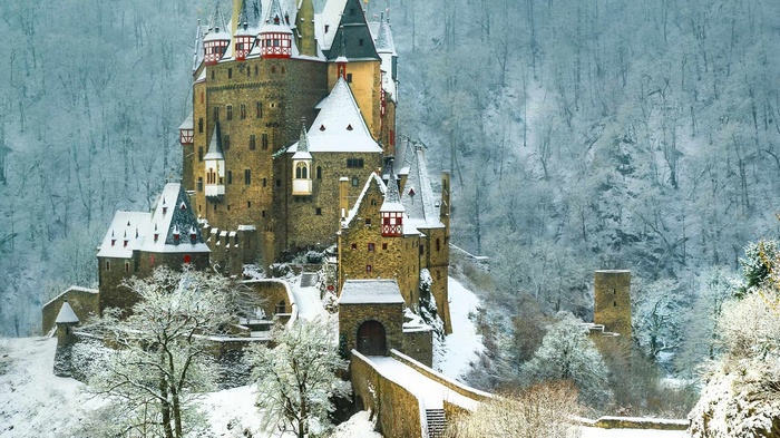Eltz Castle in Germany during winter