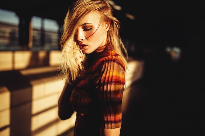 Portrait of a blonde woman by Sebastian Heberlein
