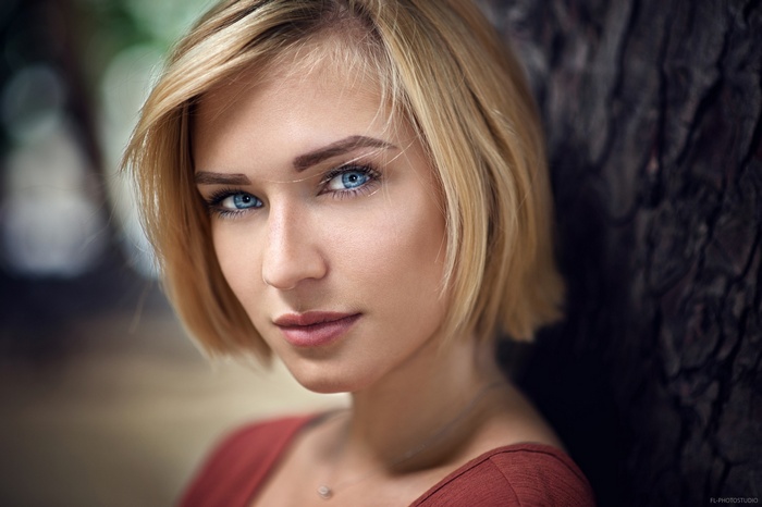 Blue Eyes Depth Of Field Women Blonde Lods Franck Face Eva Mikulski Short Hair Portrait