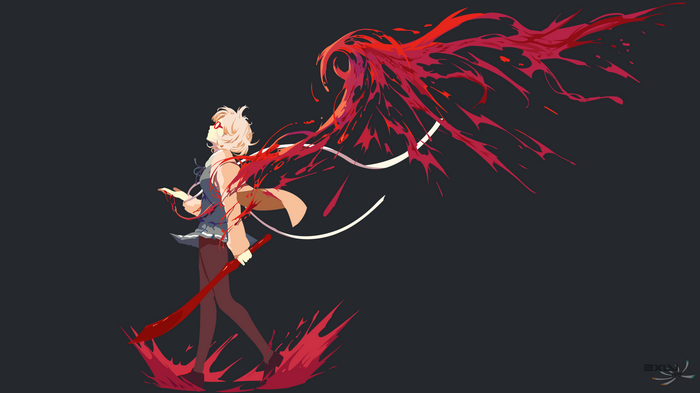 Kuriyama Mirai from Kyoukai no Kanata with red energy