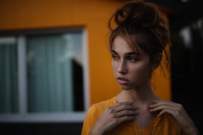 Portrait of a woman with blue eyes by Jesse Herzog